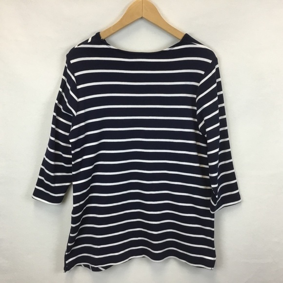 Chico's Blue White Striped Tunic Top. - Picture 6 of 9